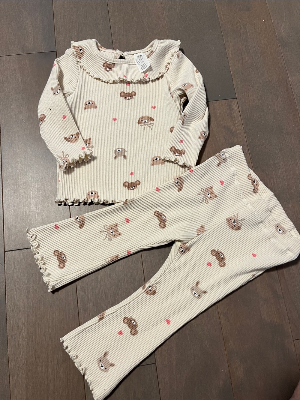 H&M Baby Bear Print Ribbed Set Size 12M